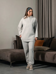 Darya Oversized Hoodie Matching Set (Winter) - Heather Grey