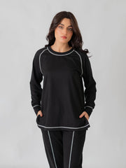 Berlin Top Stitching Matching Set (Summer) - Black