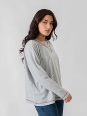 Esther Oversize Long Sleeve Top - Heather Grey
