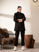 Nina Stand Neck Collar Matching Set (Winter) - Black