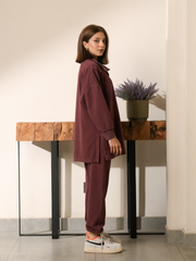 Nina Stand Neck Collar Matching Set (Winter) - Grape