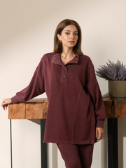 Nina Stand Neck Collar Matching Set (Winter) - Grape