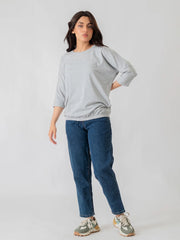 Rylee Batwing Sleeve Top - Heather Grey