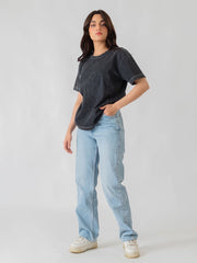 Sage Oversized Mineral Washed Top - Black