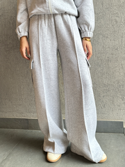 Chloe Wide Leg Trouser (Winter) - Heather Grey