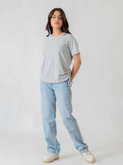 Arle Drawstring Side Top - Heather Grey