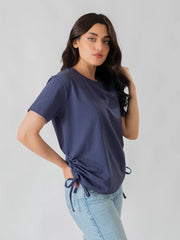 Arle Drawstring Side Top - Violet Blue