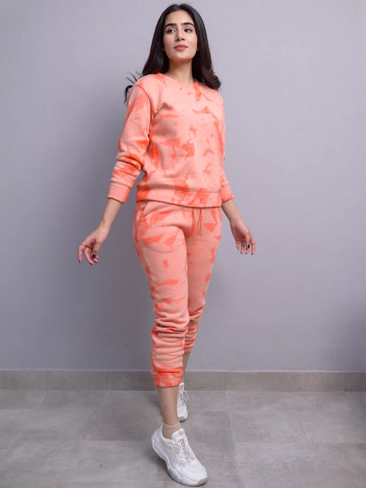 Blanche Fluffy Tie Dye (Winter) Sweat Set Peach