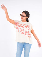 Believe In Yourself Top -  Pale Ivory