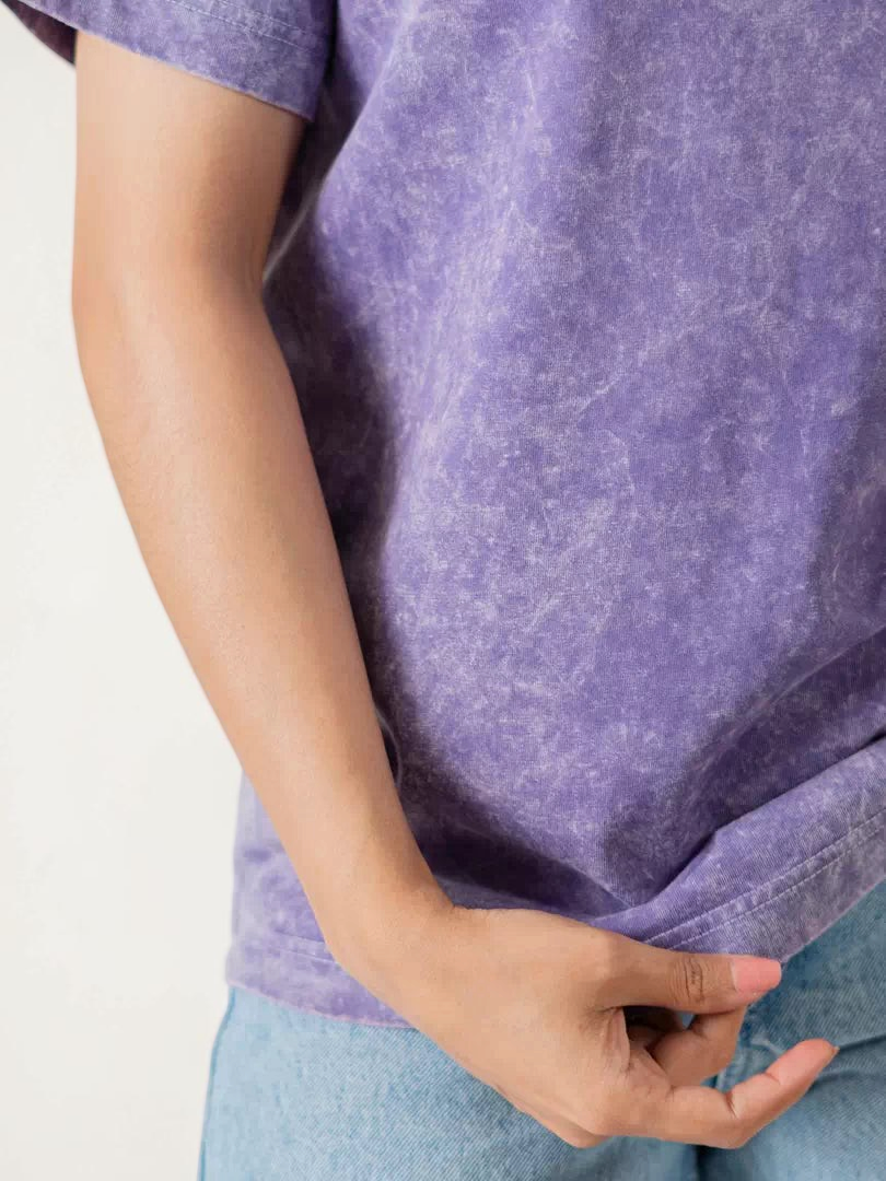 Coastline purple oversized mineral washed cotton jersey t-shirt with a vintage-inspired textured finish