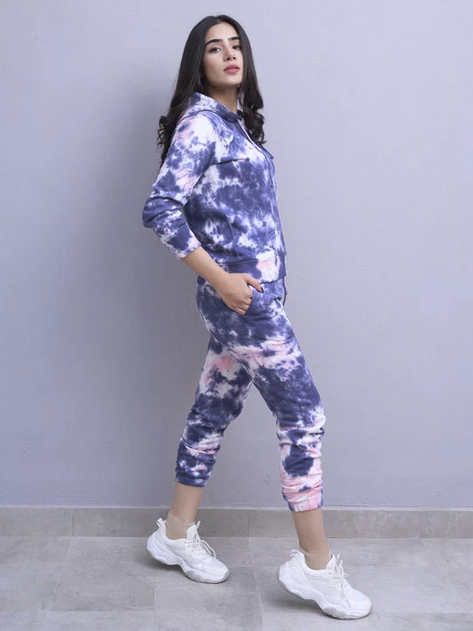 Cloudy Tie Dye (Winter) Hoodie Set - Blue