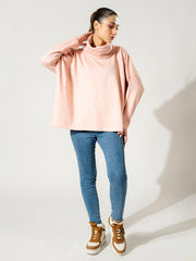 Elkin High Neck Fleece Top - Heather Pink