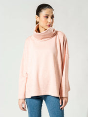 Elkin High Neck Fleece Top - Heather Pink