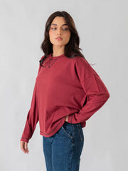 Esther Oversize Long Sleeve Top - Berry