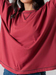 Esther Oversize Long Sleeve Top - Berry
