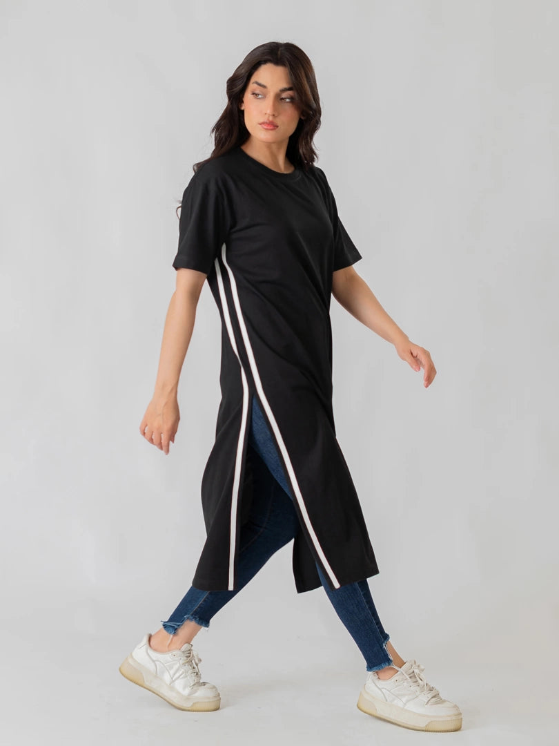 Eve Side Slit Maxi Dress - Black