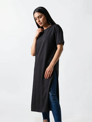 Eve Side Slit Maxi Dress - Solid Black