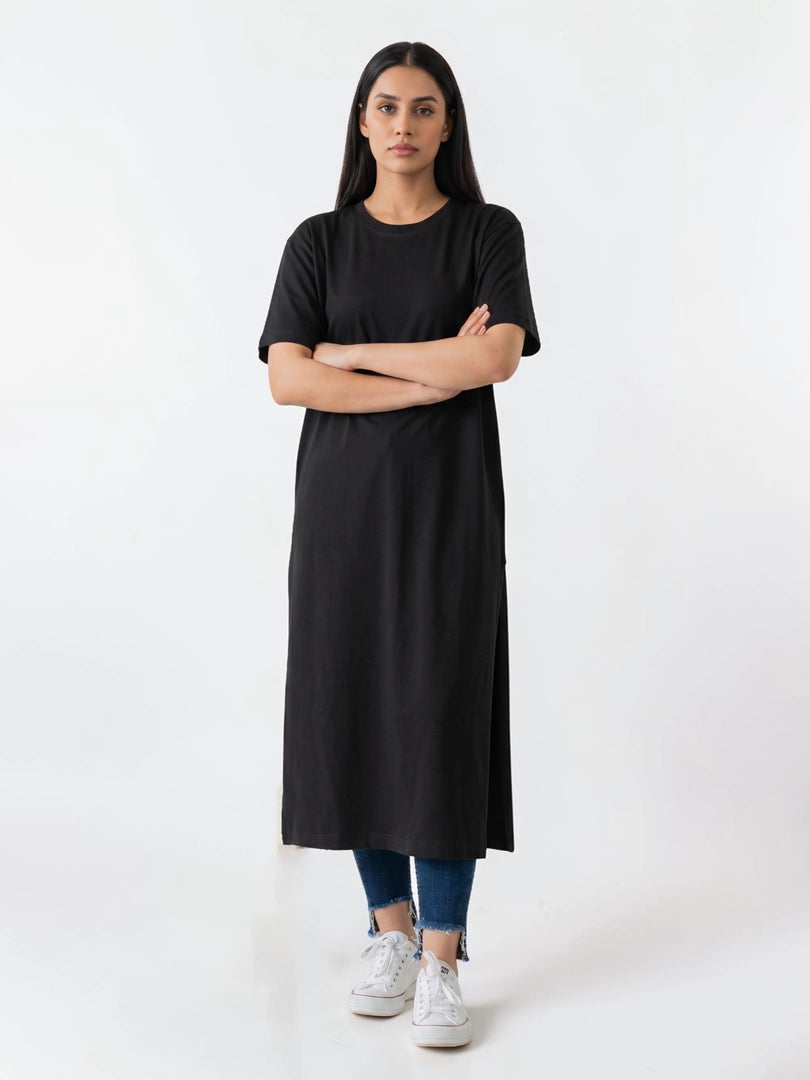 Eve Side Slit Maxi Dress - Solid Black