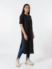 Eve Side Slit Maxi Dress - Solid Black