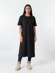 Eve Side Slit Maxi Dress - Solid Black