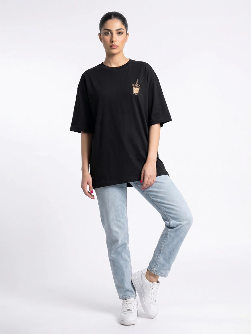 Iced Coffee Oversized Tee - Black