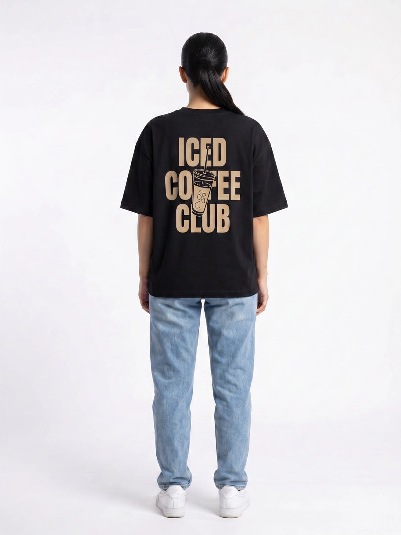 Iced Coffee Oversized Top - Black