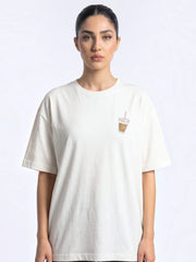 Iced Coffee Oversized Top - White