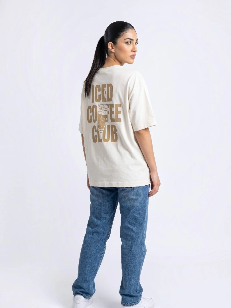 Iced Coffee Oversized Top - White