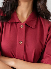Larissa Casual Button Down Matching Set (Summer) - Berry