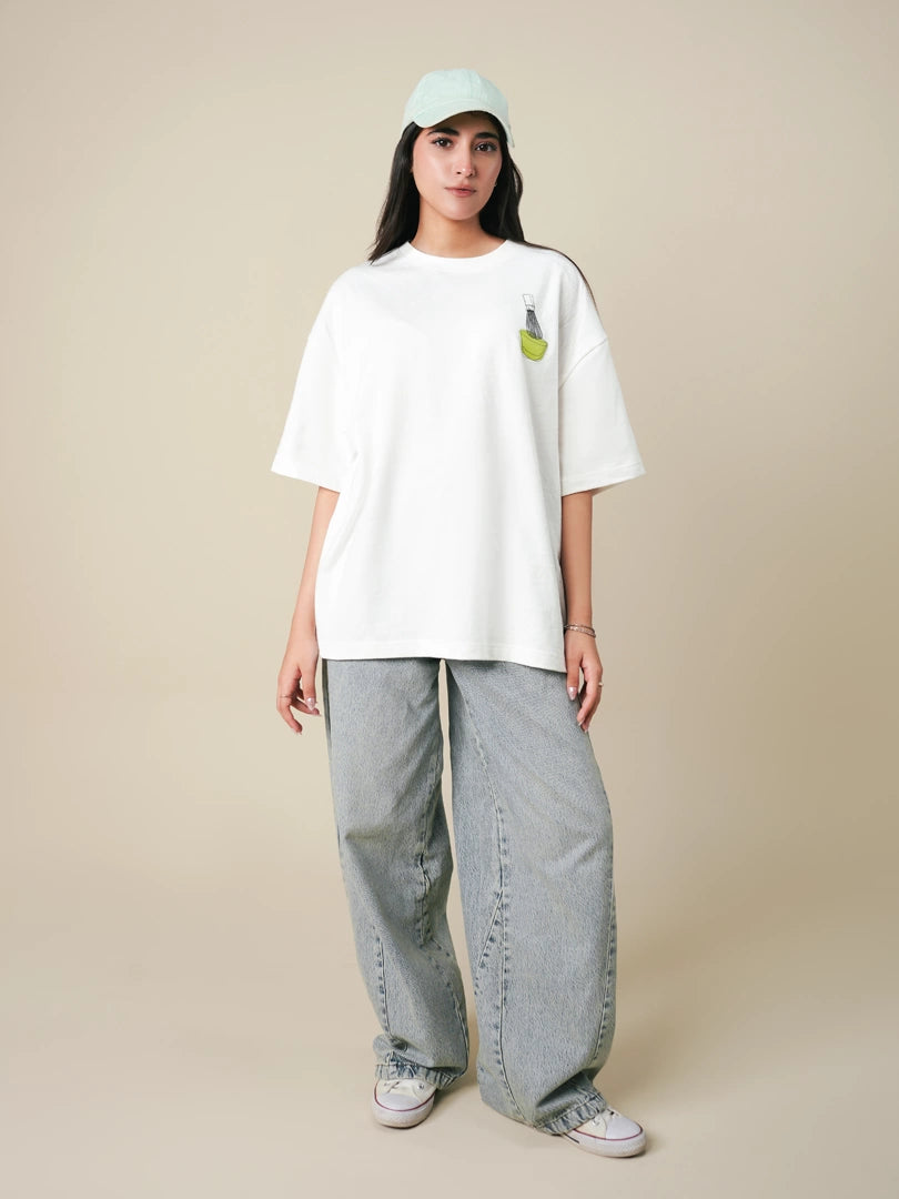 Matcha Morning Oversized Tee - White