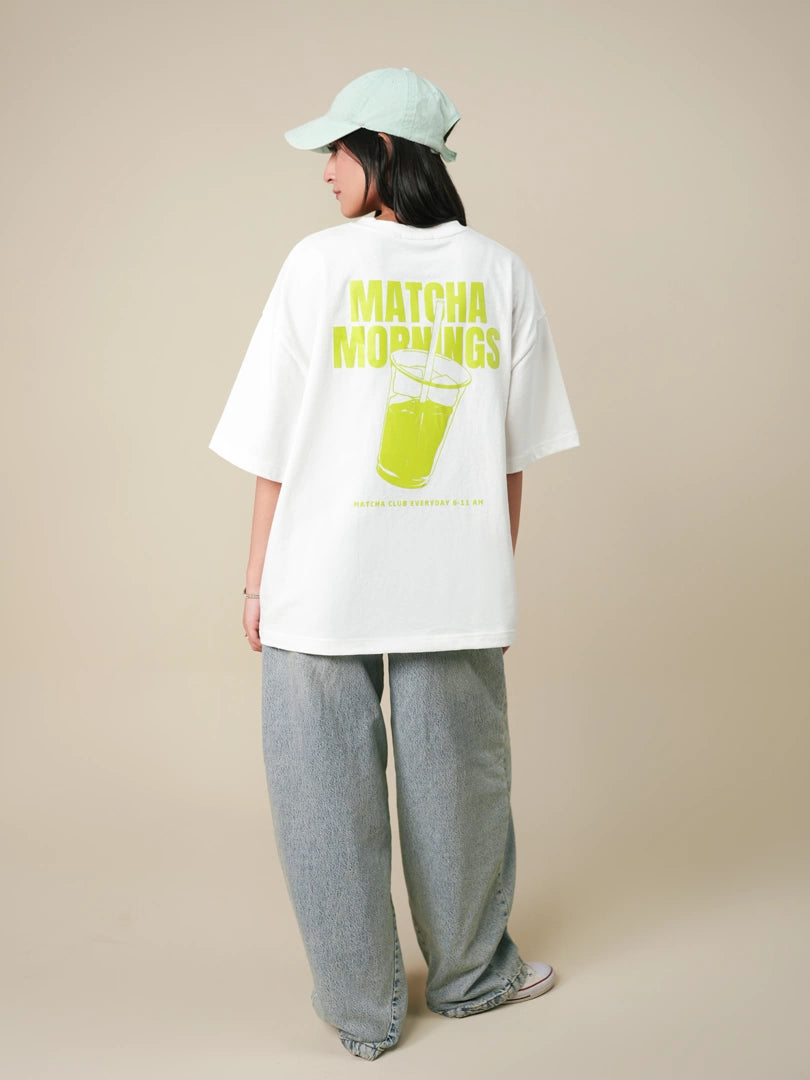 Matcha Morning Oversized Tee - White
