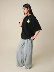 Matcha Morning Oversized Tee - Black