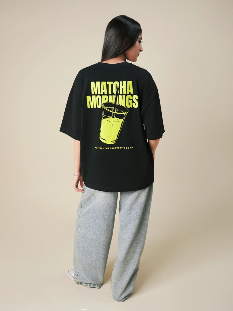 Matcha Morning Oversized Tee - Black