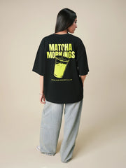 Matcha Morning Oversized Tee - Black