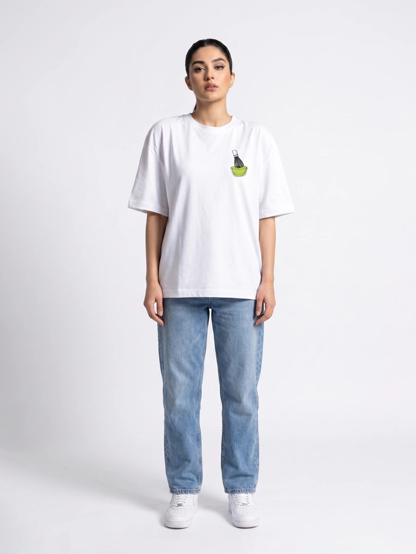 Matcha Morning Oversized Tee - White