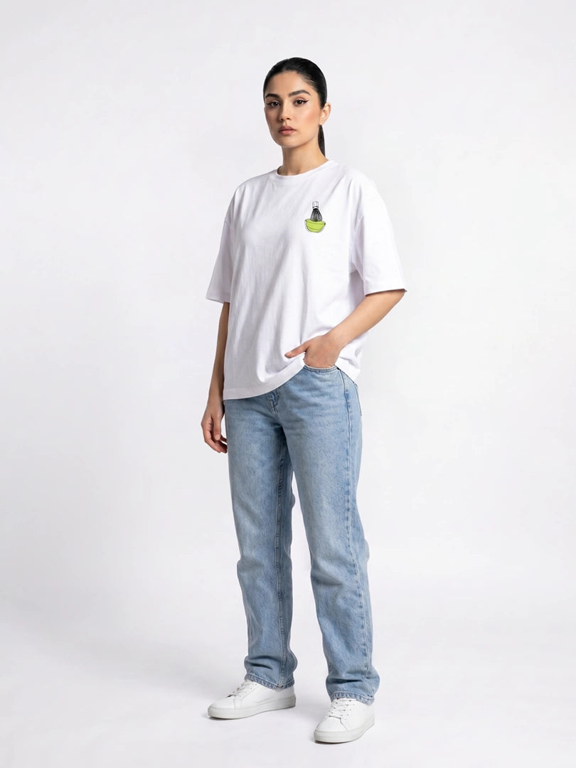 Matcha Morning Oversized Tee - White
