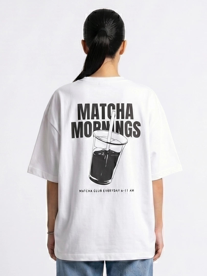 Matcha Morning Oversized Tee - White