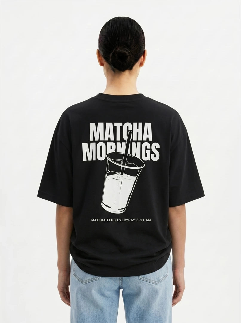 Matcha Morning Oversized Tee - Black