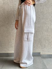 Chloe Wide Leg Trouser (Winter) - Heather Grey