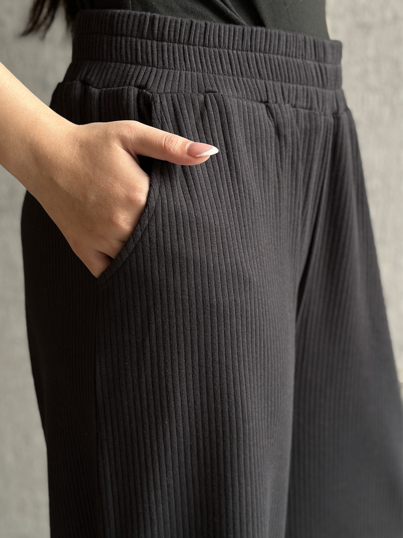 Yula High Neck Matching Set (Winter) - Smoky Black