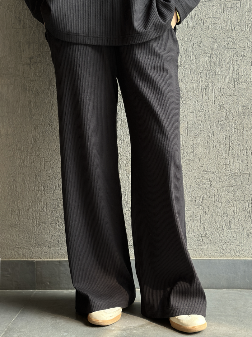 Yula High Neck Matching Set (Winter) - Smoky Black