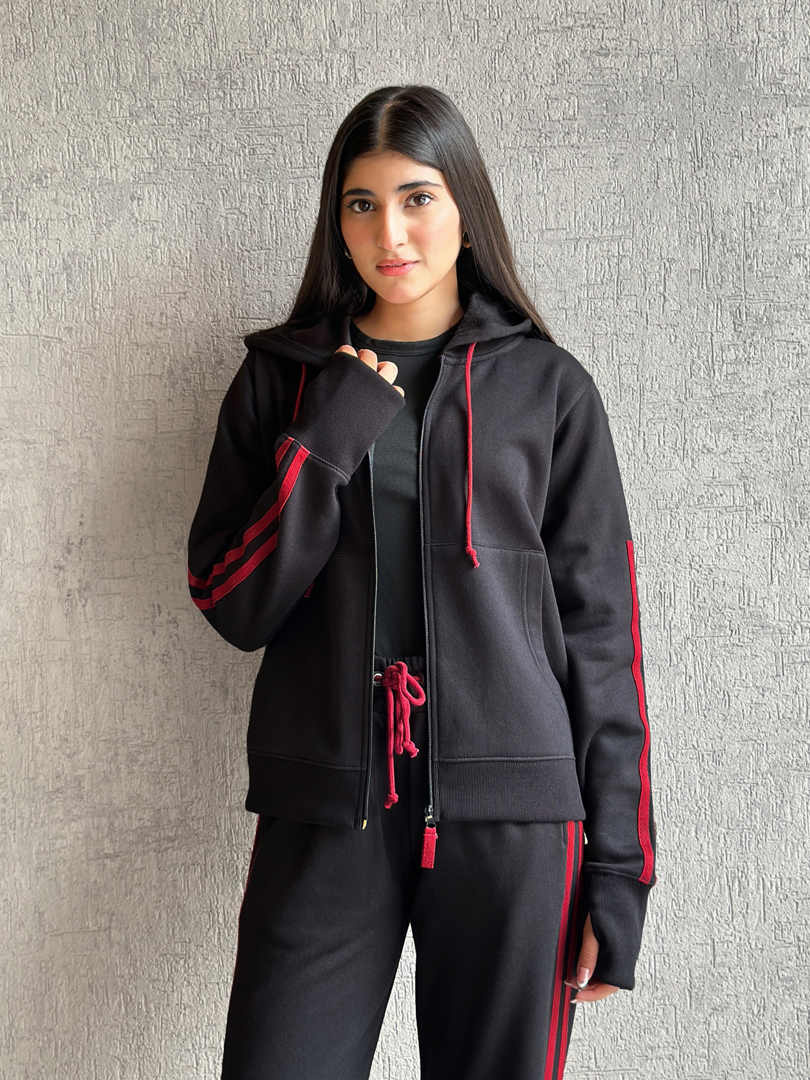 Quinn Hoodie Matching Set (Winter) - Black
