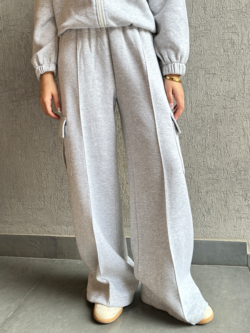 Chloe Wide Leg Trouser (Winter) - Heather Grey